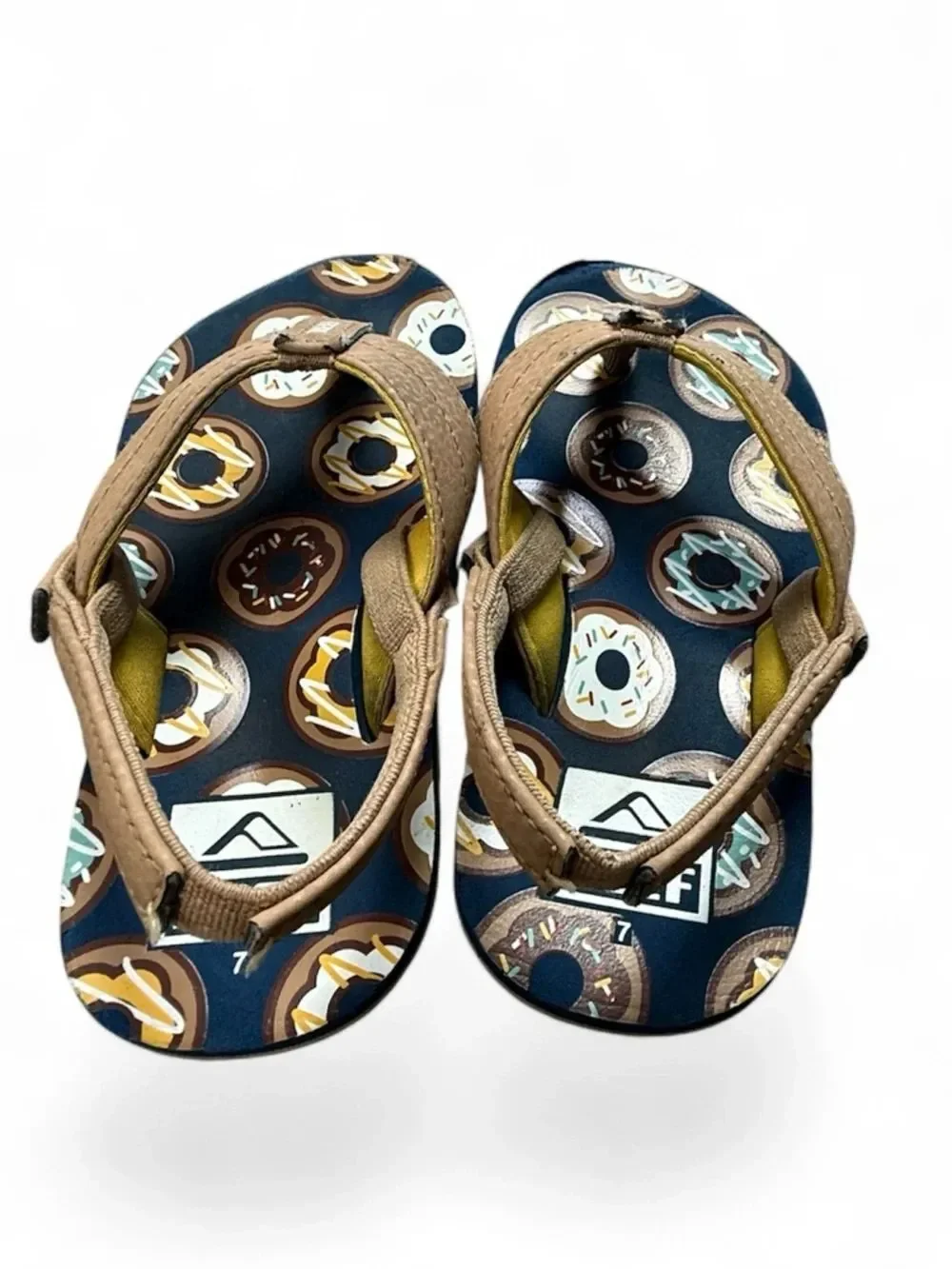 Reef Kids Navy & Brown Donut-Print Sandals